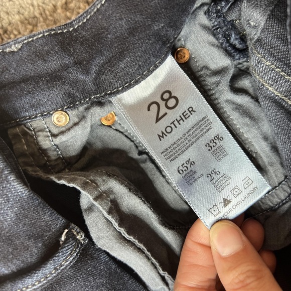 Mother Shorts Womens 28 Dark‎ Wash Denim Cutoff Raw Hem Jean Mid Rise Stretch - Picture 10 of 14